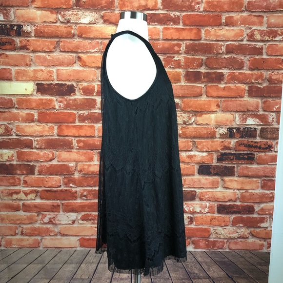 Astr High Neck Lace Overlay Shift Dress, M - Picture 2 of 7